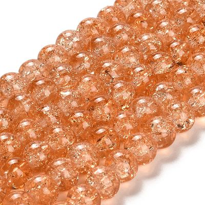 Spray Painted Crackle Glass Beads Strands CCG-Q001-10mm-05-1