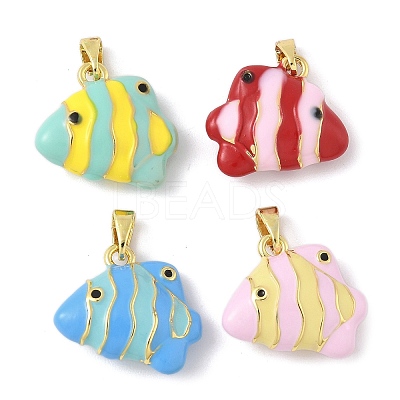 Brass Enamel Pendants KK-B143-01G-03-1