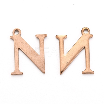 Ion Plating(IP) 304 Stainless Steel Alphabet Charms STAS-H122-N-RG-1