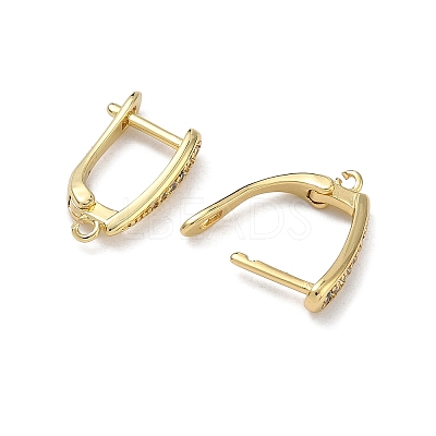 Brass Micro Pave Clear Cubic Zirconia Hoop Earring Findings KK-H256-06G-1