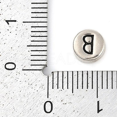 925 Sterling Silver Flat Round with Letter Beads LS-STER-G044-01AS-B-1