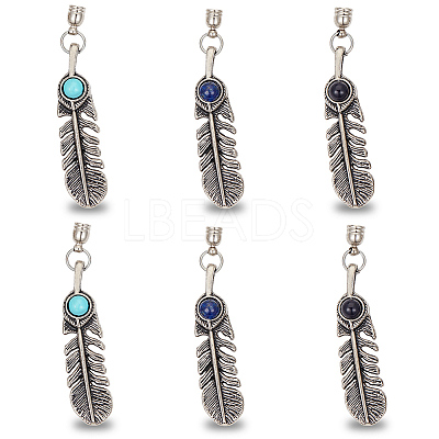 3 Pairs 3 Styles Natural & Synthetic Gemstone with Alloy Cord Ends FIND-GF0008-97-1