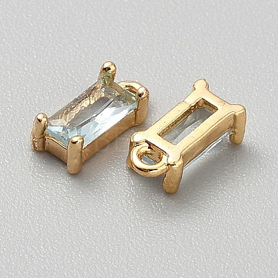 Golden Plated Brass Cubic Zirconia Charms ZIRC-WH0015-01G-10-1
