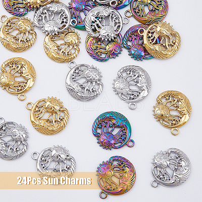 24Pcs 3 Colors 304 Stainless Steel Pendants STAS-DC0013-17-1