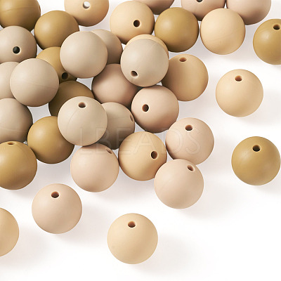 40Pcs 4 Colors Round Silicone Focal Beads SIL-TAD0001-02E-1