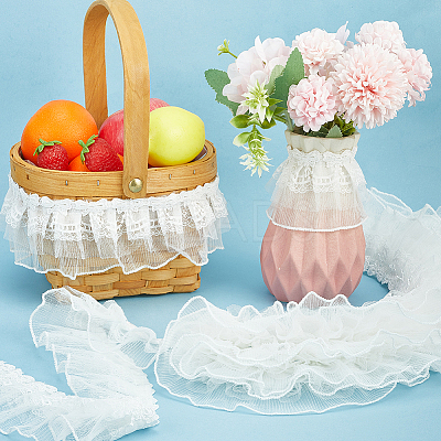 5 Yards Polyester Pleated Flower Lace Trim OCOR-GF0003-89A-1