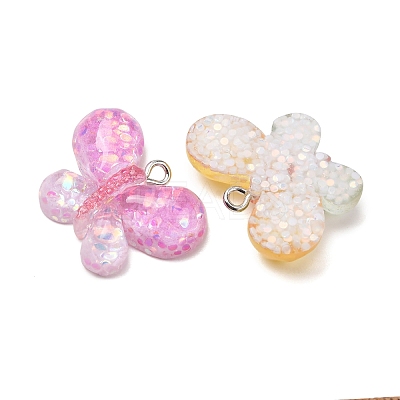 Transparent Resin & Paillette Pendants RE-CBAFA44-01-1