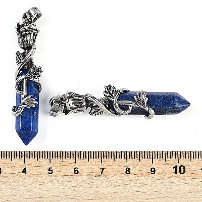 Dyed Natural Lapis Lazuli Faceted Double Termimal Pointed Big Pendants G-P547-03AS-05A-1