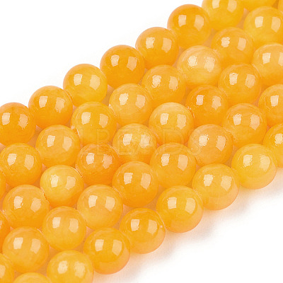 Natural Dyed Yellow Jade Gemstone Bead Strands G-R271-4mm-Y08-1