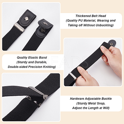 6Pcs 2 Colors Canvas Elastic Invisible Belt with Alloy Buckles AJEW-FG0003-99-1