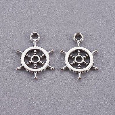 Tibetan Style Alloy Helm Pendants TIBEP-16625-AS-NR-1