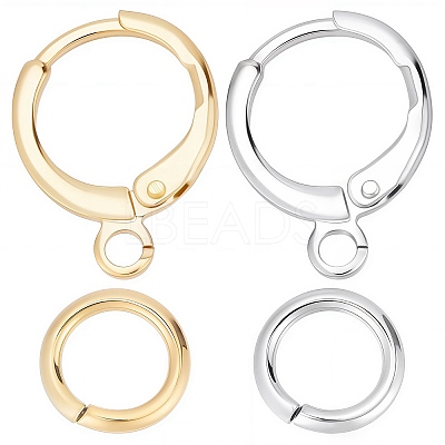 24 Pairs 2 Colors Brass Huggie Hoop Earring Findings DIY-CN0002-06-1