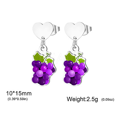 304 Stainless Steel Stud Dangle Earrings WG2FA29-07-1