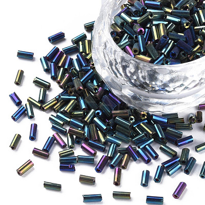 Metallic Colours Glass Bugle Beads SEED-N005-001-D02-1