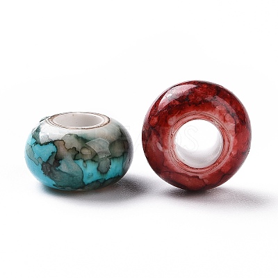 Spray Painted Opaque Acrylic European Beads ACRP-F002-02-1