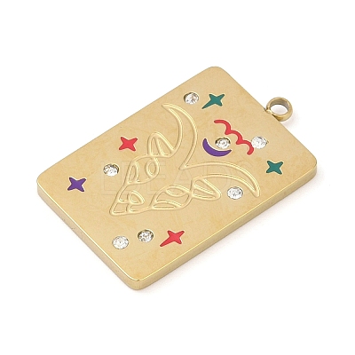 304 Stainless Steel Rhinestones Pendants STAS-D306-01G-J-1