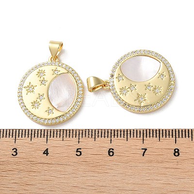 Brass Micro Pave Clear Cubic Zirconia Pendants KK-B083-35B-G-1
