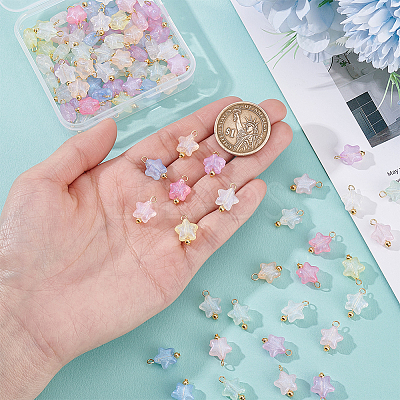 100Pcs Luminous Acrylic Charms PALLOY-GA00029-1