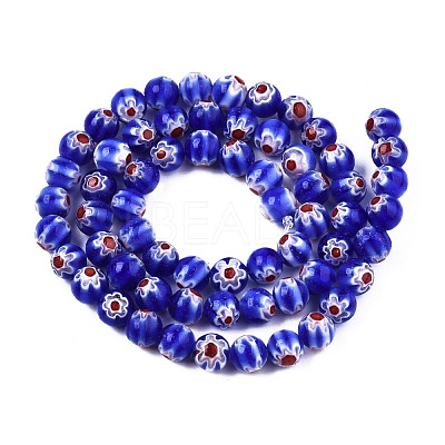 Round Millefiori Glass Beads Strands X-LK-P001-33-1