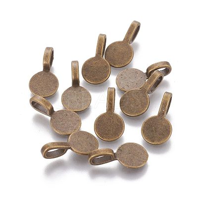 Tibetan Style Alloy Glue On Flat Pad Pendant Bails TIBEP-1124-AB-FF-1