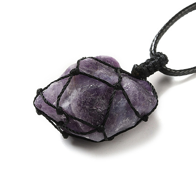 Irregular Nuggets Natural Amethyst Pendant Necklace G-H286-02A-1
