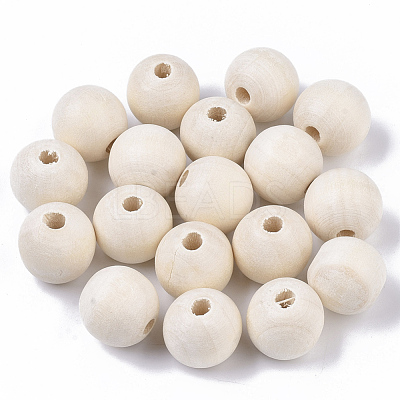 Unfinished Natural Wood Beads X-WOOD-S651-A16mm-LF-1