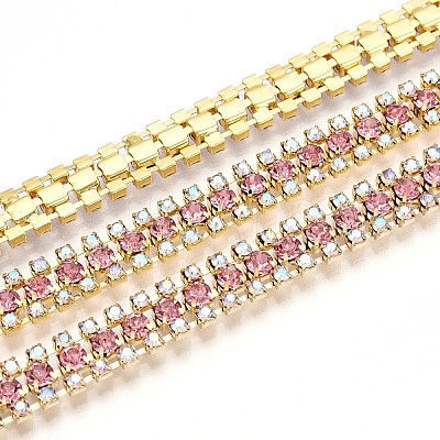 Iron Rhinestone Cup Chains CH-T006-04G-11-1