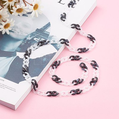 Handmade Acrylic Curb Chains AJEW-JB00943-03-1
