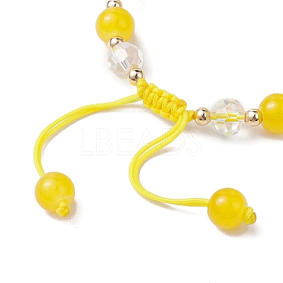 Flower Glass & Acrylic Braided Bead Adjustable Bracelets for Women BJEW-JB10446-04-1