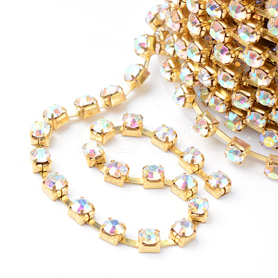 Brass Rhinestone Strass Chains CHC-T002-SS14-02C-1