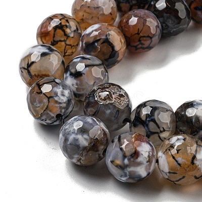 Faceted Natural Fire Crackle Agate Beads Strands G-F447-12mm-N08-1