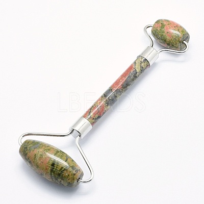 Natural Unakite Brass Face Massager MRMJ-G009-14P-1