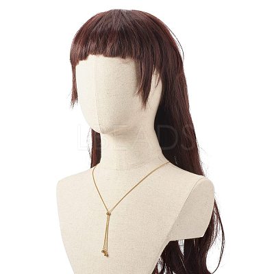 Round Beads Lariat Necklace for Girl Women NJEW-JN03709-1