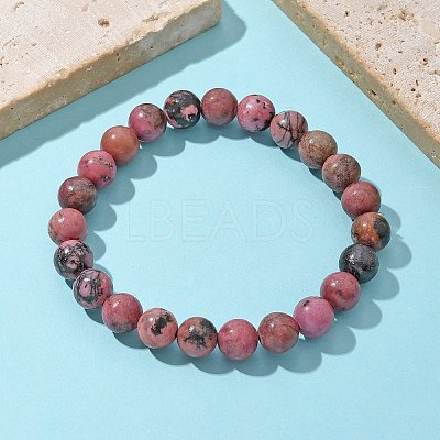 Natural Rhodonite Beads Stretch Bracelets BJEW-F380-01-B16-1