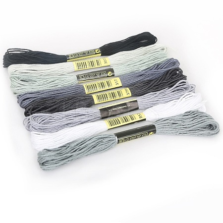 8 Skeins 8 Colors Gradient Color 6-Ply Cotton Embroidery Floss PW-WG66837-06-1