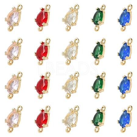 10Pcs 5 Colors Transparent Glass Links/Connectors GLAA-YW0004-42-1