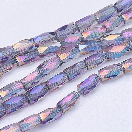 Electroplate Transparent Glass Beads Strands EGLA-E046-D01-1