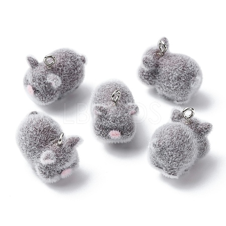 Animal Flocking Resin Pendants LS-RESI-A049-03F-1