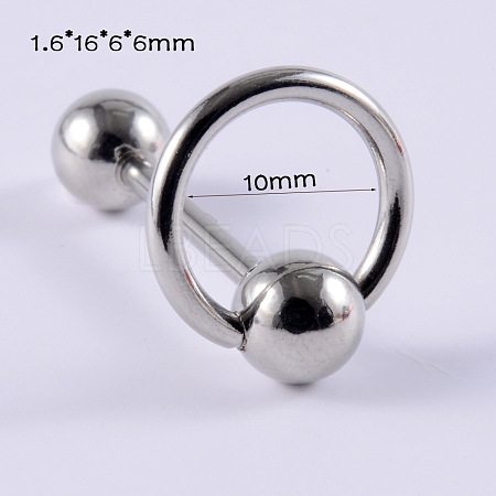 Circle Ring 304 Stainless Steel Straight Barbell 15 Gauge Piercing Tongue Rings for Women Men WG8A634-02-1