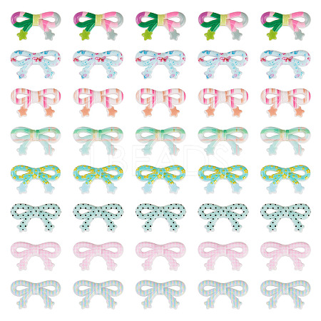 40Pcs 8 Colors Printed Opaque Acrylic Beads MACR-TA0002-65-1