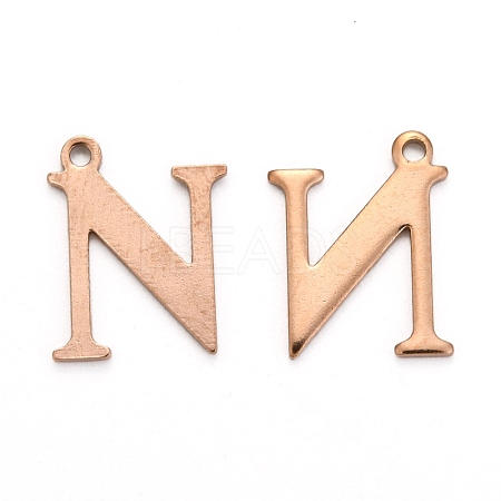 Ion Plating(IP) 304 Stainless Steel Alphabet Charms STAS-H122-N-RG-1