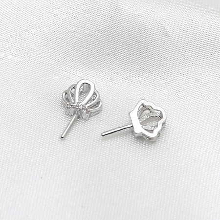 Brass Micro Pave Clear Cubic Zirconia Crown Head Pins BAPE-PW0002-23A-02-1
