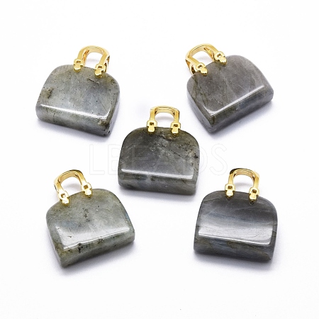 Natural Labradorite Brass Pendants KK-E274-01G-04-1