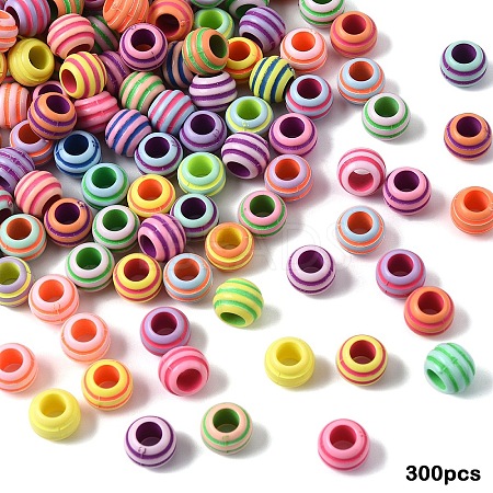 300Pcs Spray Painted Acrylic European Beads SACR-YW0001-94B-1