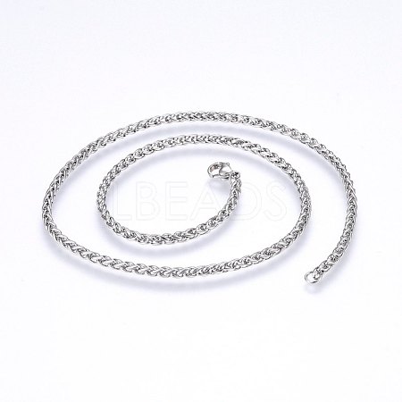 304 Stainless Steel Wheat Chain Necklaces X-NJEW-F227-05P-01-1