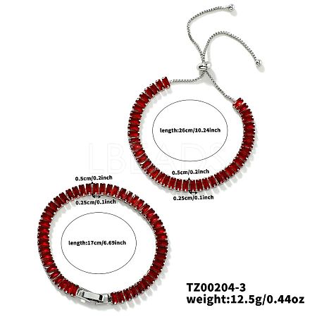 2Pcs 2 Styles Brass Cubic Zirconia Cup Chain Fashionable and Elegant Bracelets Sets TD0668-1