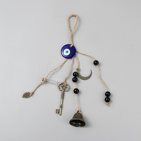 Iron Bell Key Moon Charms Wind Chime HJEW-WH20023-004AB-1