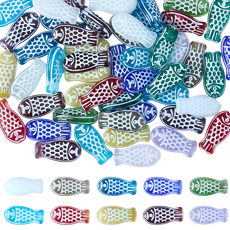 60Pcs Painted Glass Beads GLAA-SC0003-28-1