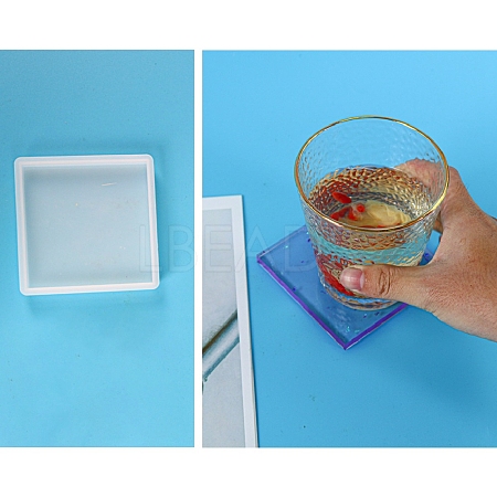 DIY Squre Coaster Silicone Molds DIY-P010-23-1