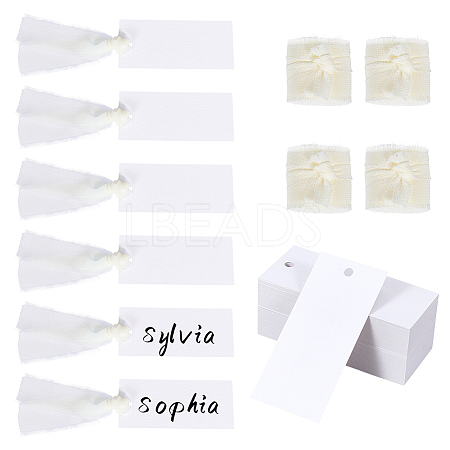 50Pcs Rectangle Blank White Paper Gift Tags CDIS-WH0021-059B-1